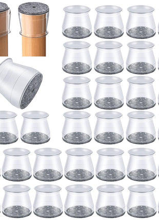 32 Pcs Chair Leg Floor Protectors - Silicone Felt Pads, Scratch-Proof & Noise-Free, Easy Smooth Moving, Large Size (Fits Round Chair Legs: 1-5/16 inch to 2 inch Diameter)