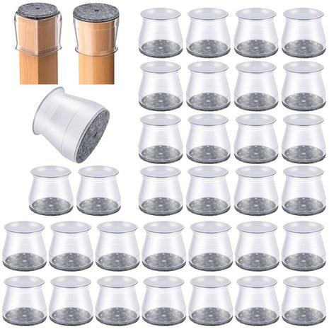 32 Pcs Chair Leg Floor Protectors - Silicone Felt Pads, Scratch-Proof & Noise-Free, Easy Smooth Moving, Large Size (Fits Round Chair Legs: 1-5/16 inch to 2 inch Diameter)