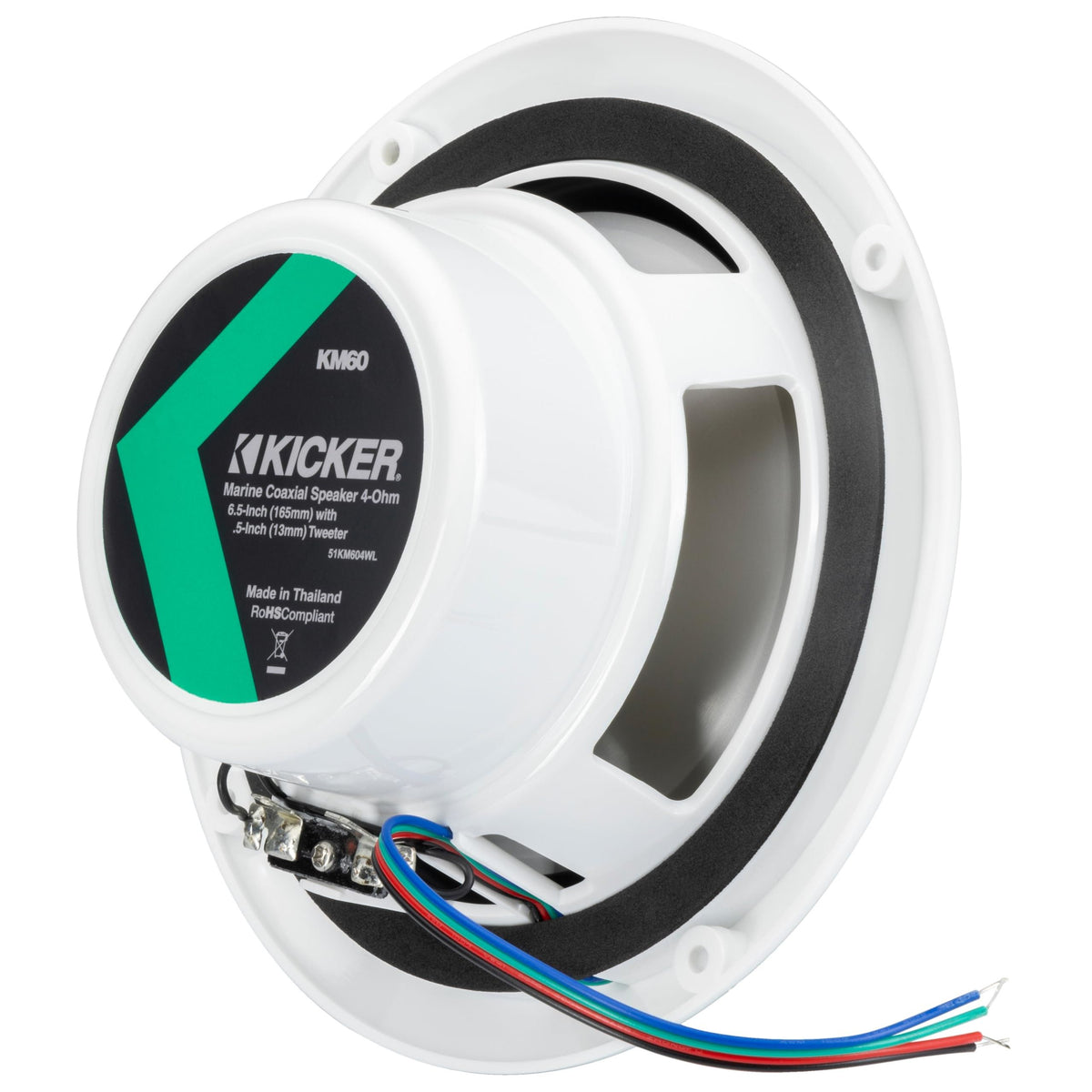 KICKER 51KM604WL KM 6.5" 4Ω LED Marine Coaxial Speakers - Pair