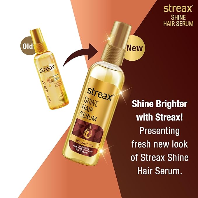 Streax Hair Serum, Vitalized with Walnut Oil, For Hair Smoothening & Shine, For Dry & Frizzy Hair