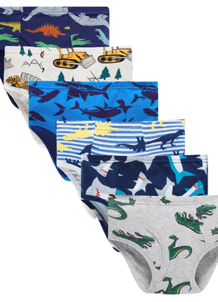 Boboking Little Boys Briefs Dinosaur Truck Toddler Kids Underwear (Pack of 6) 5/6Y