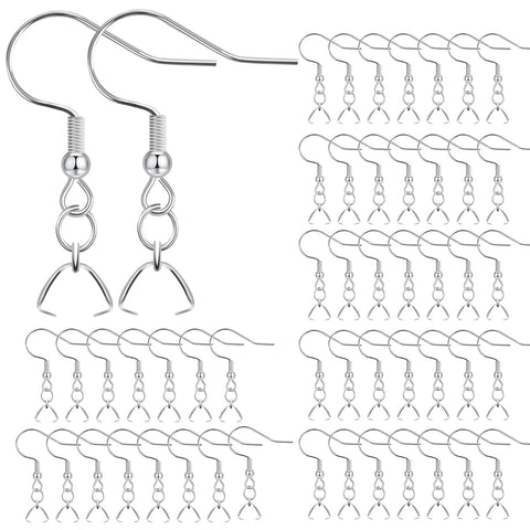 Earring Hooks 50PCS/25Pairs, Stainless Steel Ear Wires Fish Hooks, Hypo-allergenic Jewelry Findings Parts for DIY Jewelry Making