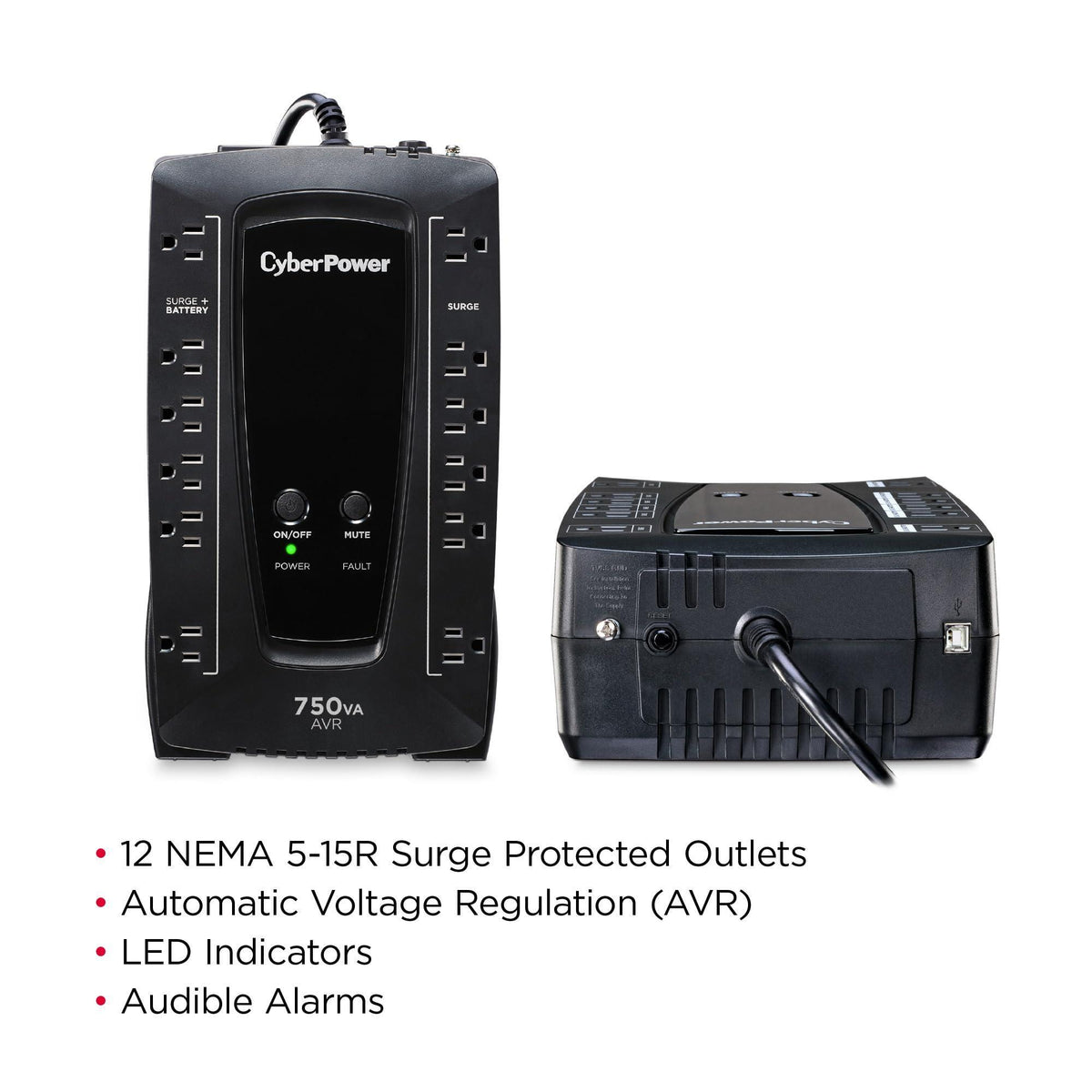 CyberPower AVRG750U AVR UPS System, 750VA/450W, 12 Outlets, Compact