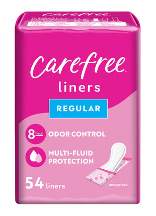 Carefree Panty Liners for Women, Regular, Wrapped, Unscented, 54 ct