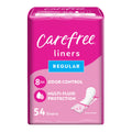 Carefree Panty Liners for Women, Regular, Wrapped, Unscented, 54ct | Pantiliners, Carefree Liners, Daily Liners for Women, Light Periods and Leaks, 8-Hour Odor Control | 54ct (Packaging May Vary)