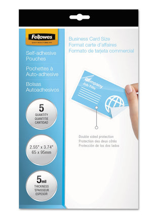 Fellowes 42064 Self Adhesive Laminating Pouches - Business 5-Pack (2.35 x 3.86)