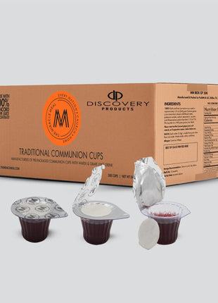 Pre Packaged Traditional Communion Cups | Box of 500 with Juice and Wafer