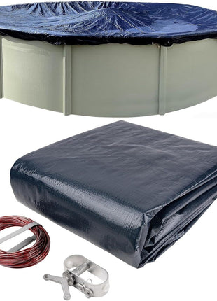 24' ft. Round Pool Winter Cover for Above Ground Pools - 8-Year Warranty, Cold and UV Resistant, Weatherproof and Durable, Winch & Cable Included