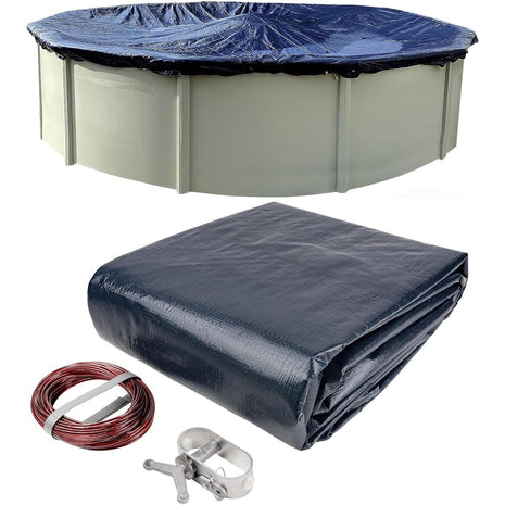 24' ft. Round Pool Winter Cover for Above Ground Pools - 8-Year Warranty, Cold and UV Resistant, Weatherproof and Durable, Winch & Cable Included