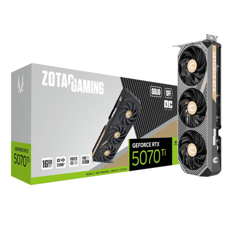 ZOTAC Gaming GeForce RTX 5070 Ti Solid SFF OC DLSS 4 16GB GDDR7 256-bit 28 Gbps PCIE 5.0 Gaming Graphics Card, IceStorm 2.0 Advanced Cooling, ZT-B50710J3-10P