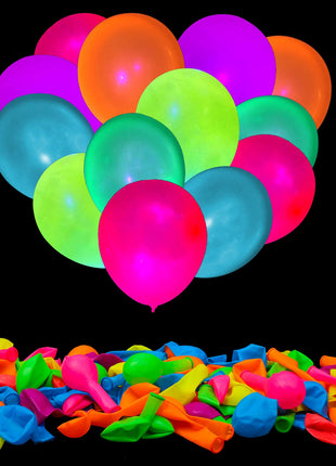 100 Pcs UV Neon Balloons, Neon Glow Party Balloons UV BlackLight Balloons glow in the dark party supplies for Birthday Decorations Wedding Glow Party Supplies Light up Balloons