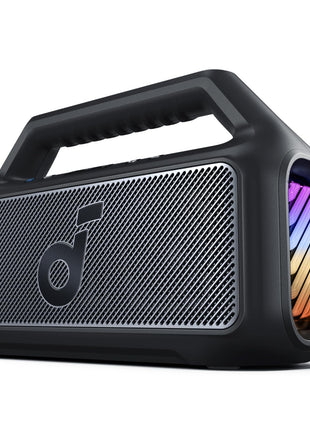 Soundcore Boom 2 By Anker, Outdoor Speaker, 80W, Subwoofer, BassUp 2.0, 24H Playtime, IPX7 Waterproof, Floatable, RGB Lights, USB-C, Custom EQ, Bluetooth 5.3, Portable for Camping and Beach - Black