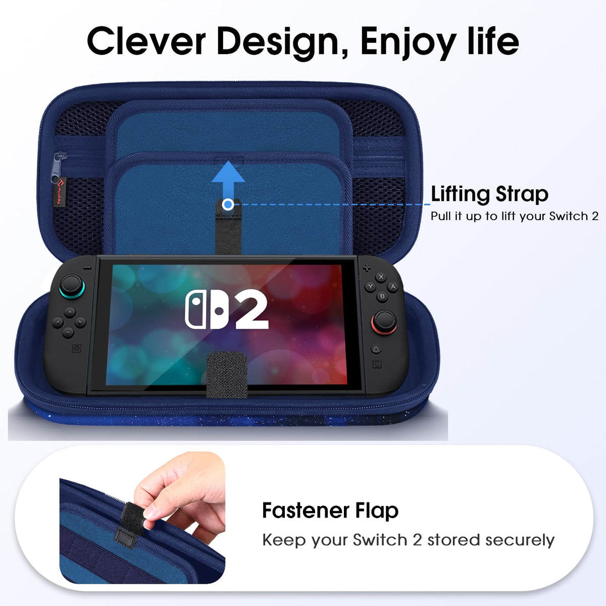 FINTIE Carrying Case for Nintendo Switch 2 (2025), Shockproof Hard Shell Switch 2 Case, Protective Cover Travel Bag with 19 Game Card & 2 Micro SD Card Slots & Inner Pocket, Starry Sky