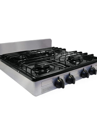 Koblenz PSK-400S 4 Portable Porcelain Cover and Four 16, Silver, Stainless | 000 BTU Burners, Stainless Steel Stove for Propane Gas, Silver, For Home and Kitchen, Sleek Modern Design, Quality Build