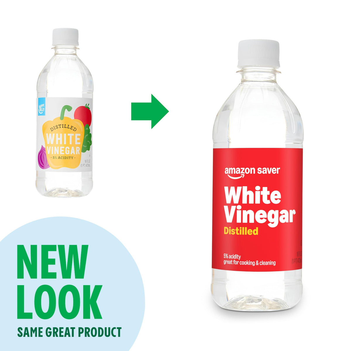 Amazon Saver, Distilled White Vinegar, 16 Fl Oz (Previously Happy Belly, Packaging May Vary)