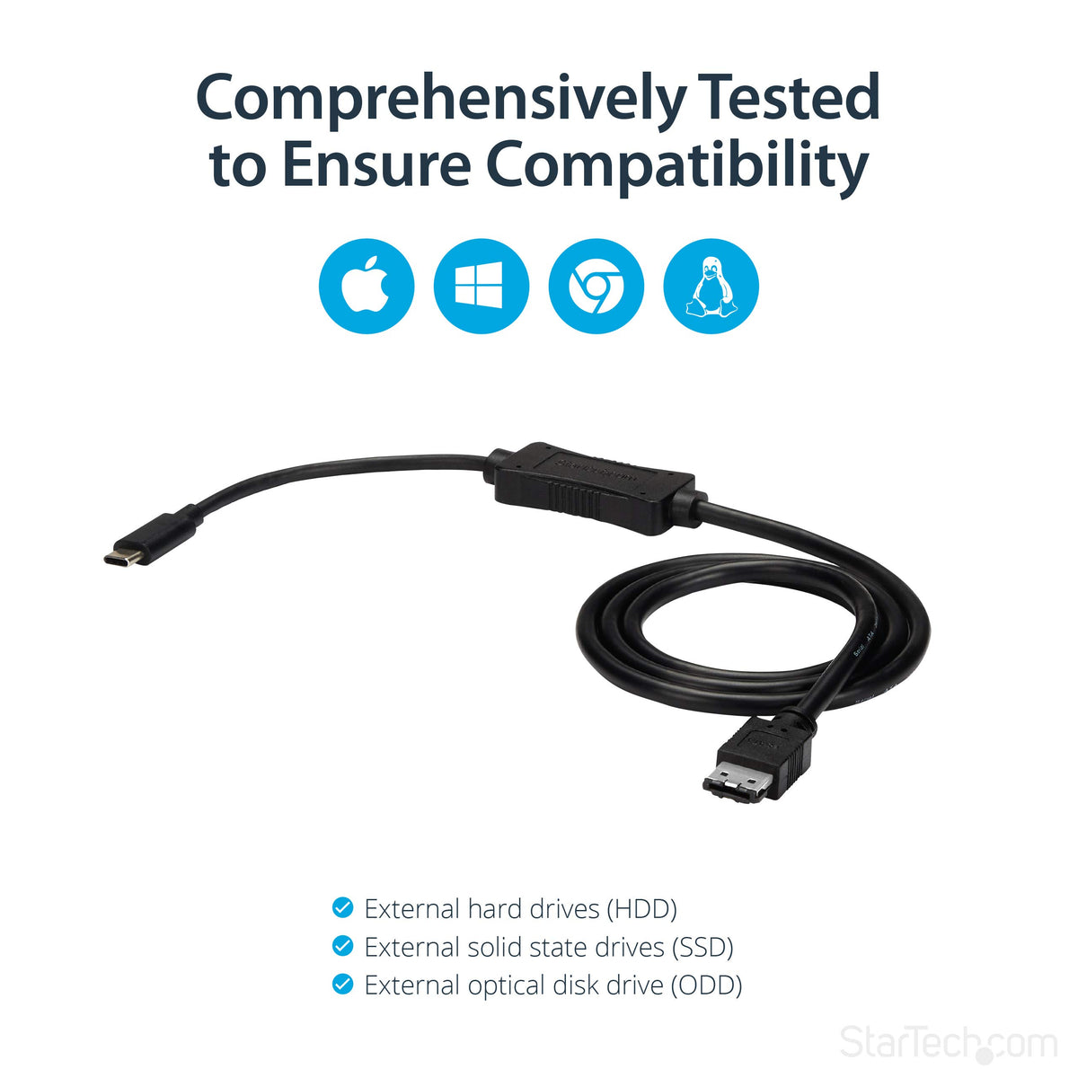 StarTech.com USB C to eSATA Cable - 3 ft / 1m - 5Gbp - for HDD/SSD/ODD - External Hard Drive Adapter - USB 3.0 to eSATA Converter (USB3C2ESAT3)