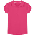Nautica Girls' School Uniform Short Sleeve Polo Shirt, Button Closure, Soft Pique Fabric, Hot Pink, 8-10