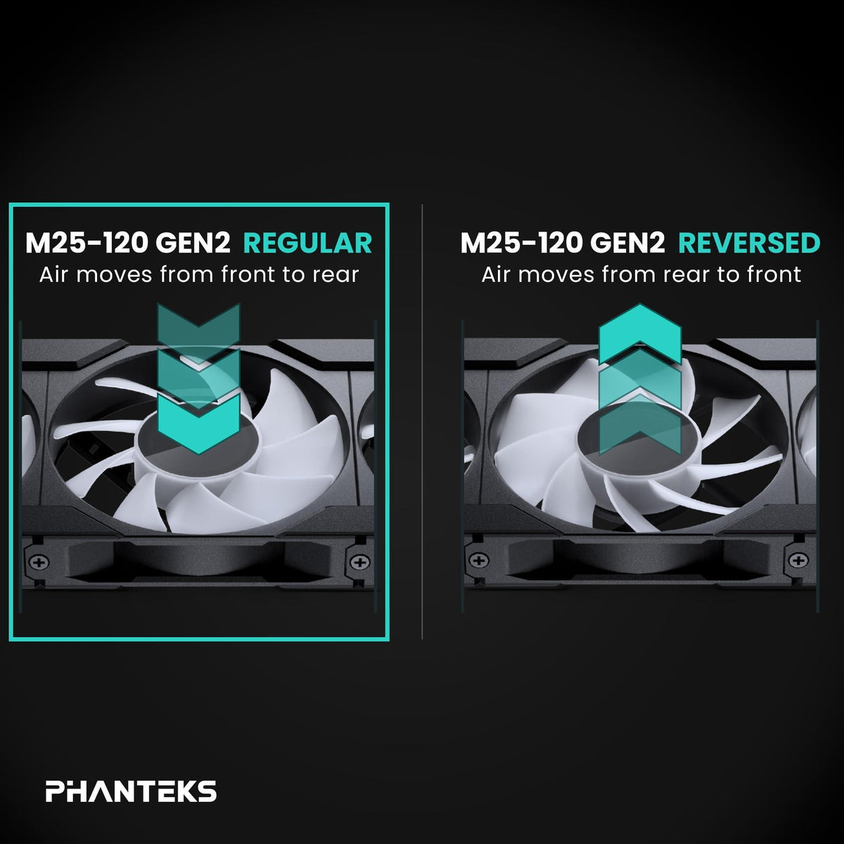 Phanteks M25-120 Gen2, 120mm ARGB High Performance Cooling Fan, Daisy-Chain Unified Fan Frame, Infinity Mirror hub, Single Cable Connection, Black