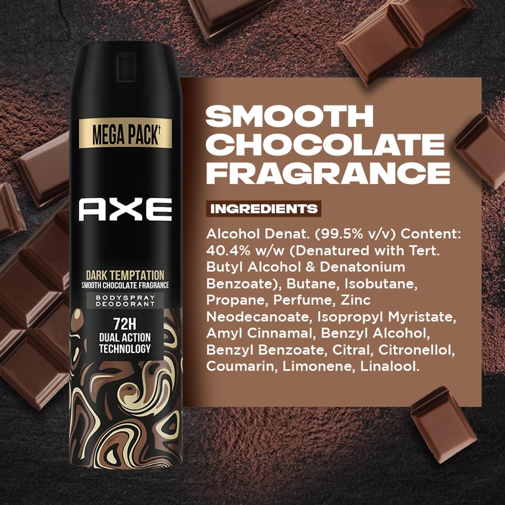 AXE Dark Temptation Men's Deodorant 215 Ml Long Lasting Deodorant Spray For Men With An Irresistible Scent