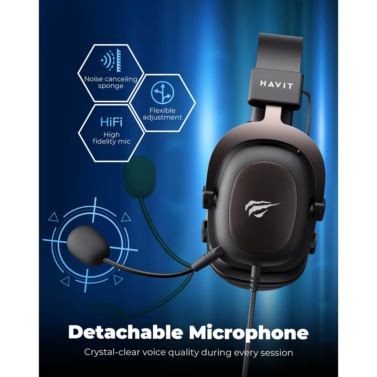 havit H2002d Gaming Headsets for PS4,PC, 53MM Drivers Surround Sound PS5 Headset with Mic Gaming Headphones with Mic Durable Aluminum Frame Valentines Gifts for Men
