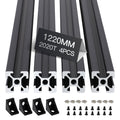 4pcs 1220mm T Slot 2020 Aluminum Extrusion European Standard Anodized Linear Rail for 3D Printer Parts and CNC DIY Black