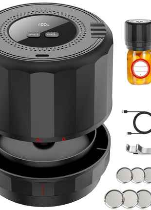 M11 Electric Mason Jar Vacuum Sealer Kit - with Wide and Regular Mouth Mason Lids, Jar Vacuum Sealer for Canning Jars, Vacuum Sealing Machine for Food Storage Black
