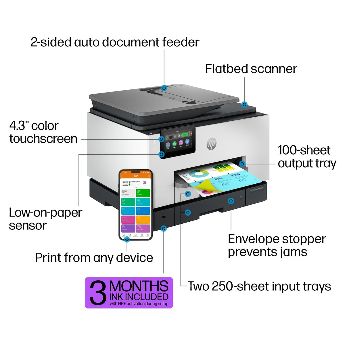 HP OfficeJet Pro 9135e All-in-One Printer, Color, Printer-for-Small Medium Business, Print, Copy, scan, fax, wireless. 3 month Instant Ink trial included ; Two-Sided Printing; Two-Side