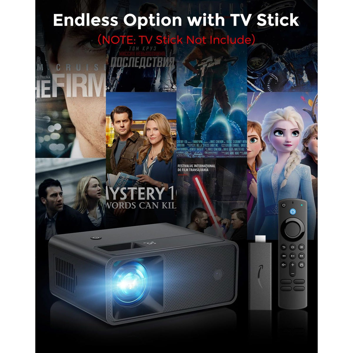CiBest Mini Projector, 2025 Upgraded Full HD 1080P Support Video Projector, Portable Small Movie Projector, Compatible with iOS/Android/Windows/TV Stick/Box/USB/HDMI
