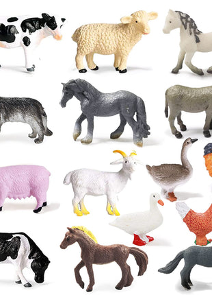 15 Pcs Mini Figures Toys Realistic Farm Animal Figurines, Plastic Learning Educational Playset Animal Themed Party Supplies Cake Topper Ornaments for Easter Egg Birthday Christmas