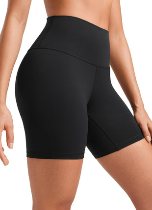 CRZ YOGA Womens ButterLuxe Biker Shorts 6 Inches - High Waisted Workout Running Volleyball Spandex Yoga Black Medium