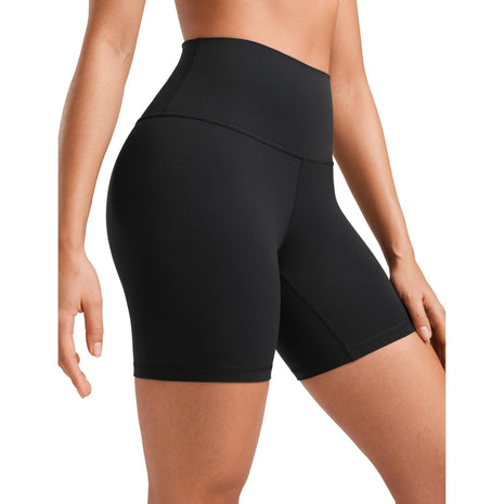 CRZ YOGA Womens ButterLuxe Biker Shorts 6 Inches - High Waisted Workout Running Volleyball Spandex Yoga Black Medium