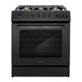 COSMO COS-305AGC-BK 30 in. Nebula Collection 5.0 cu. ft. Gas Range, 5 Burners, Rapid Convection Oven, Cast Iron Grates in Matte Black