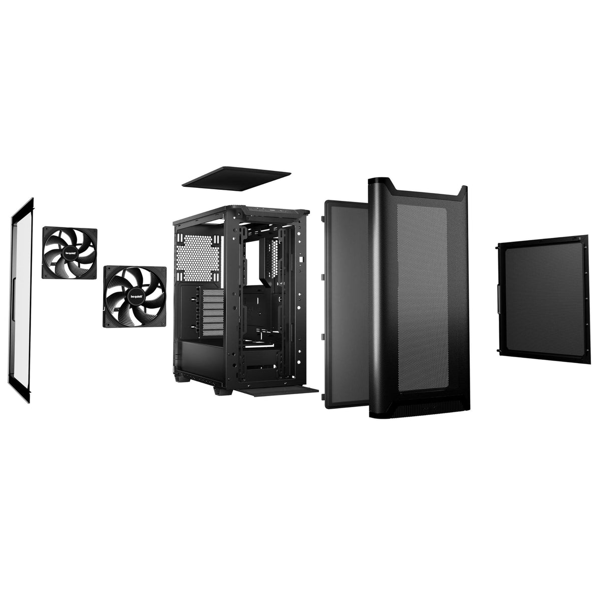 be quiet! Pure Base 501 Black PC case | 2 Preinstalled Quiet Fans | Mid Case | USB 3.2 Gen | Airflow | BGW74