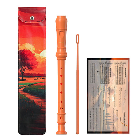 SDREAM Soprano Recorder Instrument for Kids and Adults - Beginner 8 Hole German Fingering Recorder Flute With Cleaning Rod, Packing Bag and Sheet Music (Orange)