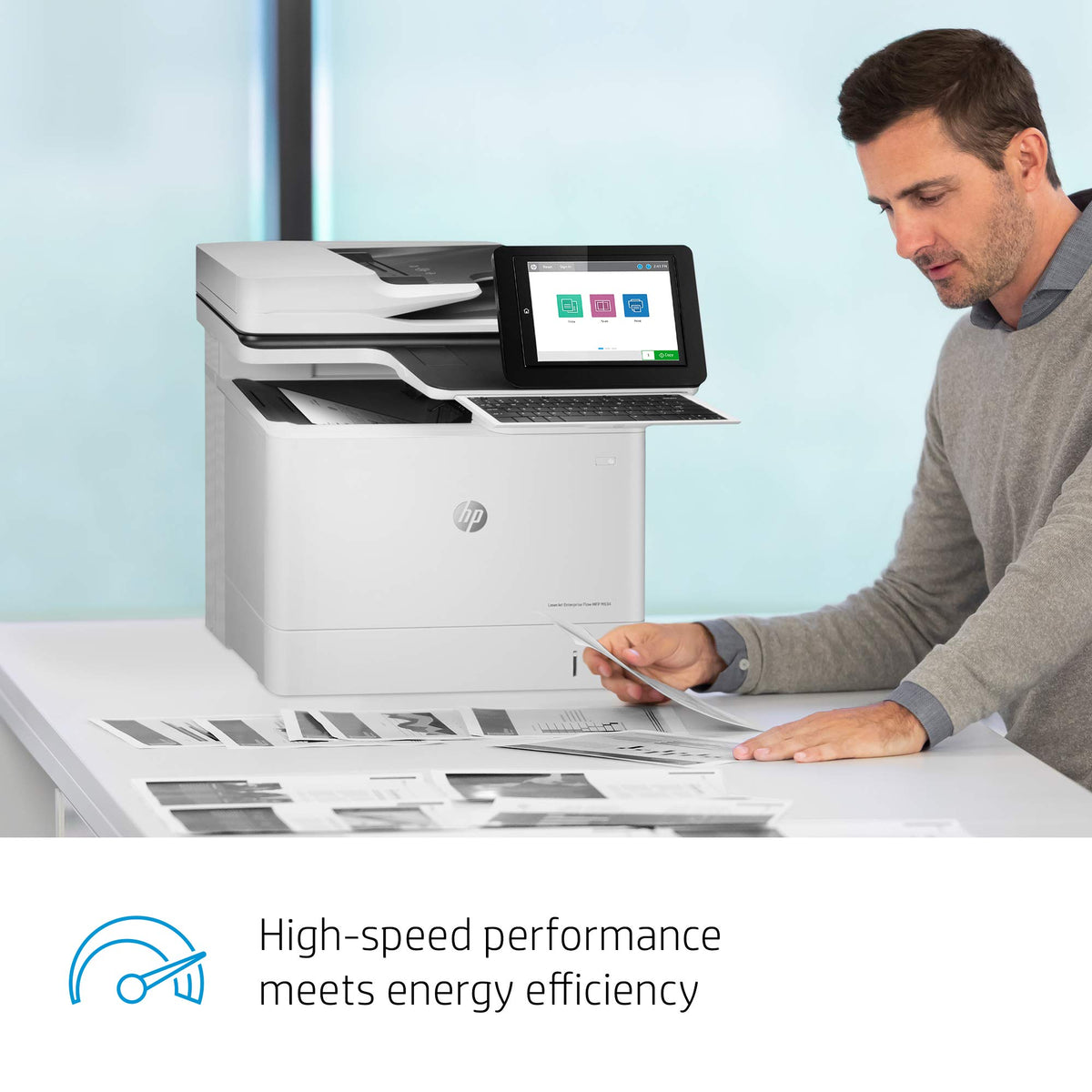 HP LaserJet Enterprise Flow MFP M634h Monochrome All-in-One Printer with built-in Ethernet & 2-sided printing (7PS95A), White