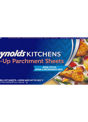 Reynolds Kitchens Pop-Up Parchment Paper Sheets, 30 Count, Fits Standard Baking Pans and Cookie Sheets, Non-Curling, Non-Stick, Pre-Cut, Oven-Safe Up to 425F, 10.75 in x 13.75 in