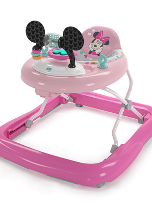 Bright Starts Disney Baby Minnie Mouse Forever Besties 2-in-1 Baby Activity Walker - Easy Fold Frame and Removable -Toy Station, 6 Months and up