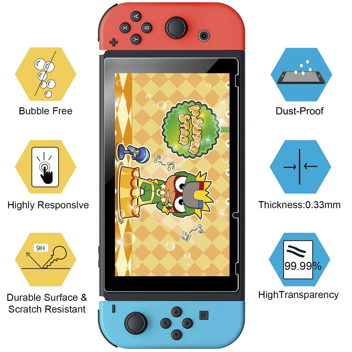 ivoler [3 Pack] Screen Protector Tempered Glass for Nintendo Switch, iVoler Transparent HD Clear Anti-Scratch Screen Protector Compatible Nintendo Switch
