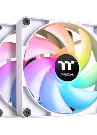 Thermaltake CT120 ARGB Sync PC Cooling Fan White (2-Fan Pack), 5V Motherboard Sync, 16.8 Million Colors 9 Addressable LEDs, 120 mm Hydraulic Bearing Case/Radiator Fan, CL-F153-PL12SW-A
