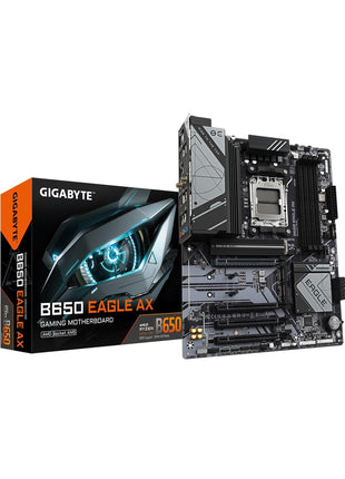 GIGABYTE B650 Eagle AX AM5 LGA 1718 ATX Motherboard, DDR5, Triple M.2 Slots (1x PCIe 5.0, 2X PCIe 4.0), USB 3.2 Gen2x2 Type-C, WiFi 6E, Realtek GbE LAN