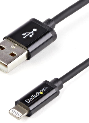 StarTech.com 2m (6ft) Long Black Apple 8-pin Lightning Connector to USB Cable for iPhone / iPod / iPad - Charge and Sync Cable (USBLT2MB)