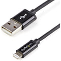 StarTech.com 2m (6ft) Long Black Apple 8-pin Lightning Connector to USB Cable for iPhone / iPod / iPad - Charge and Sync Cable (USBLT2MB)