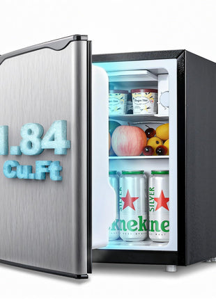 Anypro Fridge with Freezer 1.84 Cu.Ft Single Door Refrigerator with 5 Level Temperatures, Adjustable Shelves, Energy Saving, Low Noise for Dorm, Office, Bedroom, Silver