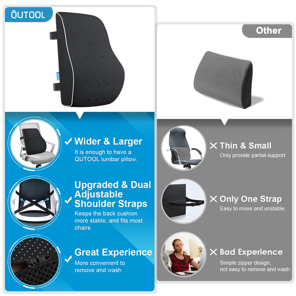 Lumbar Support Pillow for Office Chair, Office Home Essentials,Stocking Stuffers,Back Support Pillow for Car, Chair Cushions,Back Pain Relief Improve Posture,Mesh Cover Double Adjustable Straps
