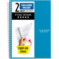 Five Star Spiral Notebook, 2 Subject, College Ruled Paper, 6inch x 9-1/2inch, 80 Sheets, Fights Ink Bleed, Water Resistant Cover, Tidewater Blue (840029CG1-ECM)