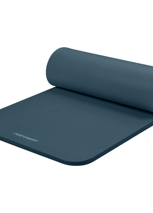 Retrospec Solana Yoga Mat 1 inch Thick w/Nylon Strap for Men & Women - Non Slip Exercise Mat for Home Yoga, Pilates, Stretching, Floor & Fitness Workouts - Ocean Blue