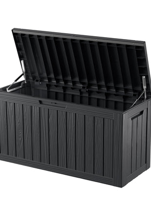 80 Gallon Lockable Resin Deck Box, Waterproof Outdoor Storage Box for Patio Furniture, Garden Tools, Pool Accessories, UV-Resistant Outside Delivery Box, Black