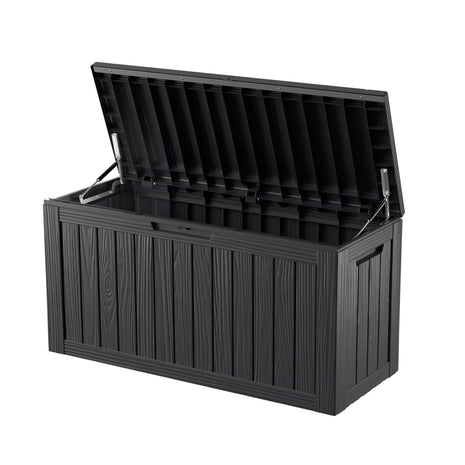 80 Gallon Lockable Resin Deck Box, Waterproof Outdoor Storage Box for Patio Furniture, Garden Tools, Pool Accessories, UV-Resistant Outside Delivery Box, Black