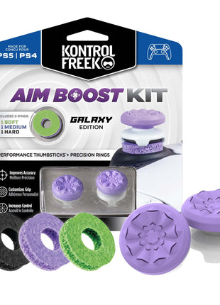 KontrolFreek Aim Boost Kit for PlayStation 5 (PS5) and PlayStation 4 (PS4) Controller | Includes Performance Thumbsticks and Precision Rings | Galaxy Edition