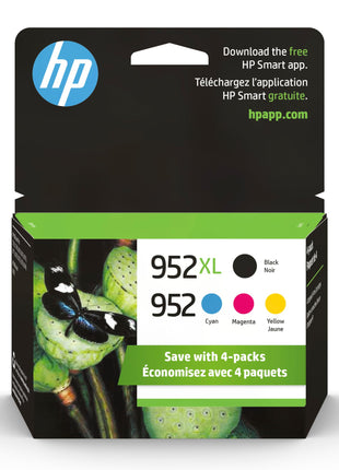 HP Original 952 Cyan, Magenta, Yellow / 952XL Black Ink Cartridges (4-Pack) | Works OfficeJet 8702 OfficeJet Pro 7700, 8210, 8700 Series | Eligible for Instant Ink | N9K28AN